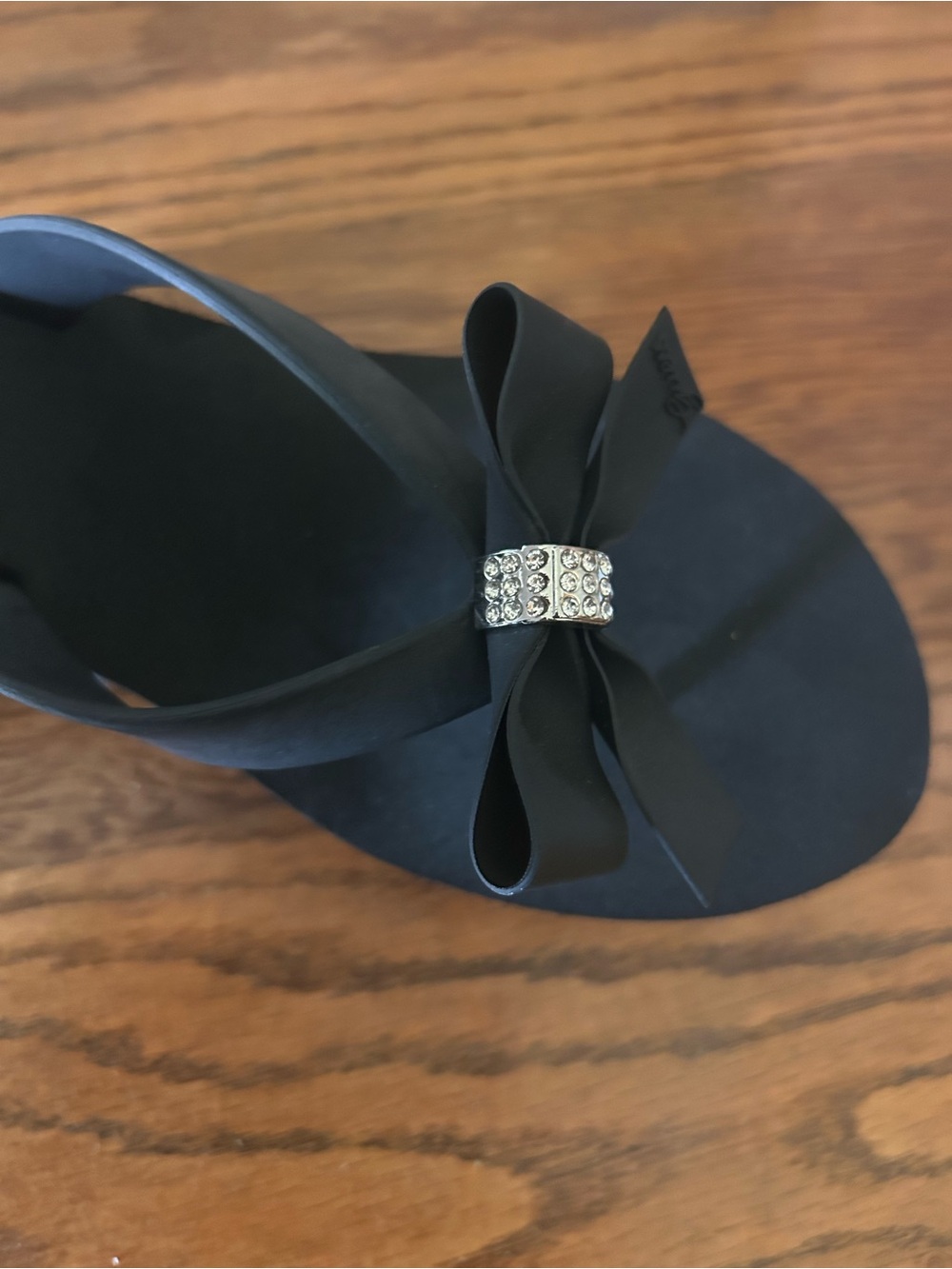 Guess Black Bow Wedge Sandal with Crystal Accent NWOT